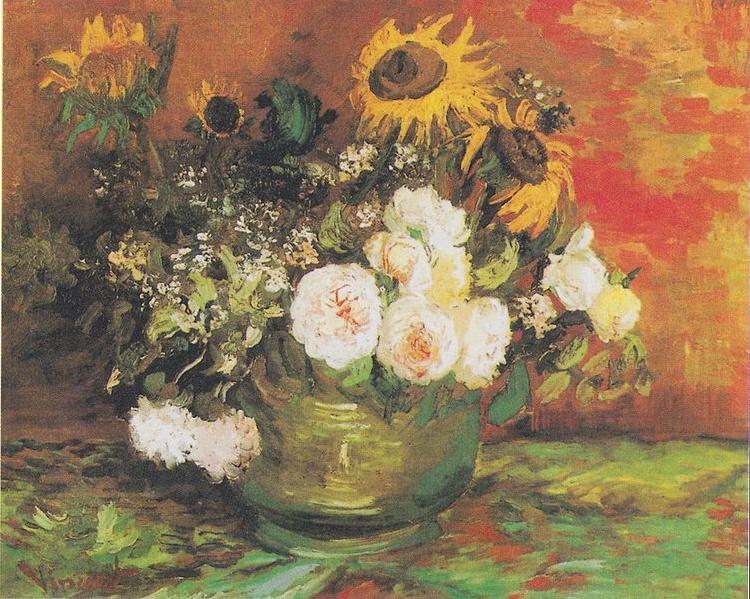 Vincent Van Gogh Bowl with Sunflowers China oil painting art